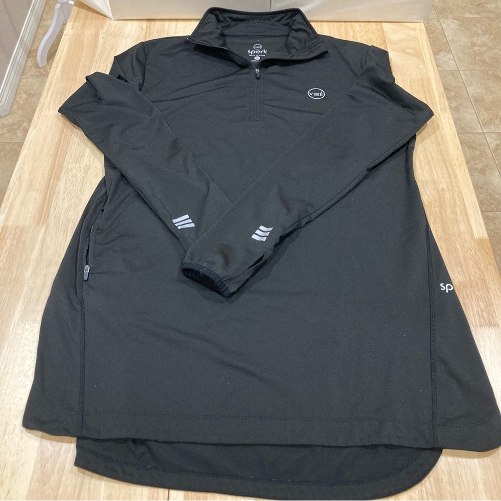 Veil Spark Quarter-Zip Performance Mock Neck Black Pullover Size L
